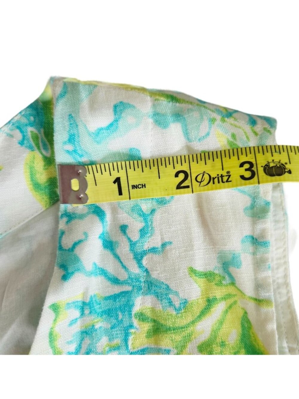 J. Jill Love Linen Sleeveless V-Neck Dress XL Petite Green Aqua Sea Turtle Print - Picture 11 of 13